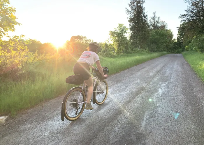 cycling in the countryside at golden hour