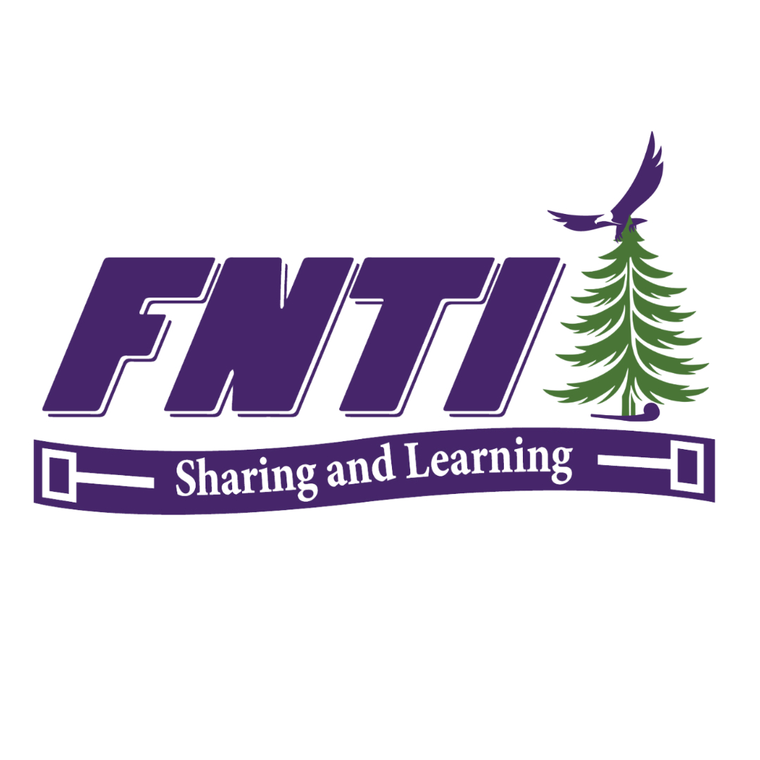 FNTI Logo. A purple logo with a green tree and a purple bird on top. The words Sharing and Learning underneath the large FNTI letters.